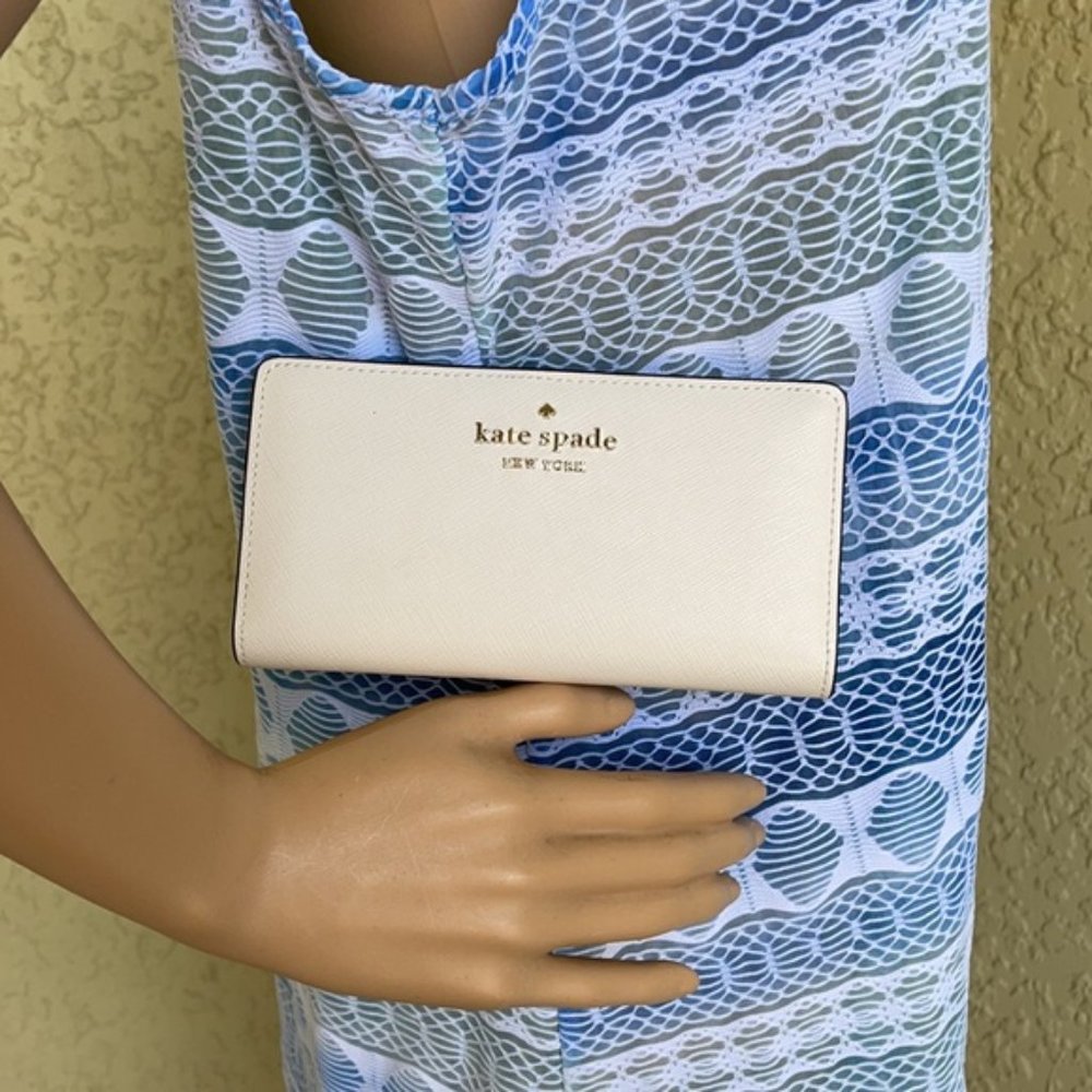Kate Spade Staci Large Slim Bifold Wallet Parchment - Picture 14 of 16